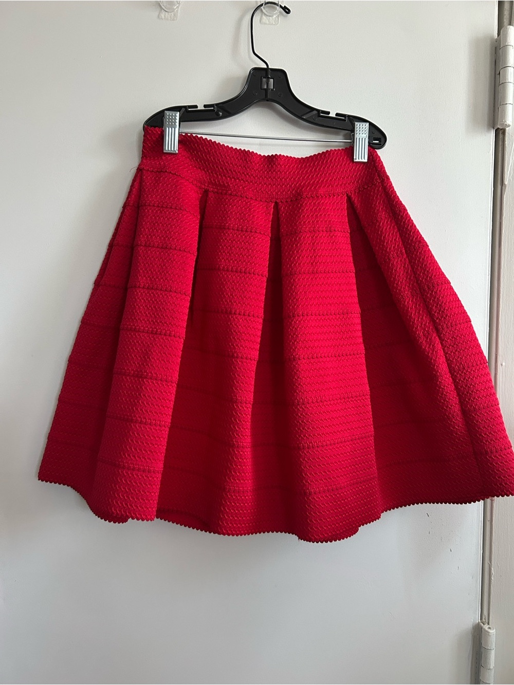Express Red Textured Circle Skirt